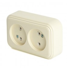 Розетка 2-местная без заземляющего контакта, 250В, 16А, IP20, PST16-30-20 (RA 16-237-БЖ), слоновая кость  49057  STEKKER