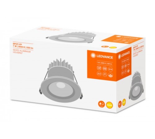 Светодиодный светильник ДВО-7Вт 3000K 530Лм IP20 белый огнеупорный LEDVANCE  4058075127333  LEDVANCE