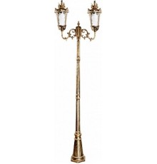 Светильник садово-парковый PL4008 2*60W 230V E27 680*230*2350мм черное золото (столб 2,32M)  11387  FERON