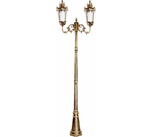 Светильник садово-парковый PL4008 2*60W 230V E27 680*230*2350мм черное золото (столб 2,32M)  11387  FERON