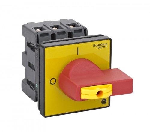 Выключатель-Разъединитель 3P 63A IP20 с красной рукояткой на дверцу 4 винта 1 замок  MSD63360R  SE