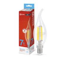 Лампа светодиодная LED-СВЕЧА НА ВЕТРУ-deco 7Вт 230В Е14 6500К 630Лм прозр  4690612034997  IN HOME