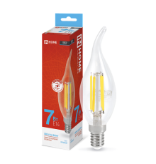 Лампа светодиодная LED-СВЕЧА НА ВЕТРУ-deco 7Вт 230В Е14 6500К 630Лм прозр  4690612034997  IN HOME