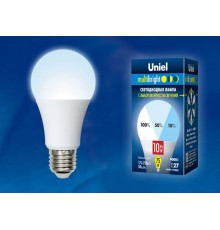 Лампа светодиодная LED-A60-10W/NW/E27/FR/MB PLM11WH LED. "А", матовая. Серия Multibright. 4000K 100-50-10 .  UL-00002372  Uniel