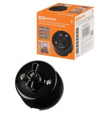 Выключатель фарфоровый поворотный 2-кл. с ручкой (бантик) 10А черный "Болонь"  SQ1820-0210  TDM