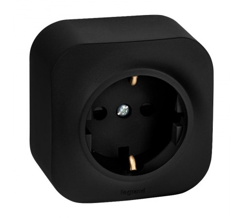 Quteo Чёрный Розетка с заземлением со шторками 16Авинтовые зажимы   782476  Legrand