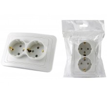 Розетка двойная 2П+З 16А c защитными шторками белая "Валдай" (пром. упаковка)   SQ1804-0030  TDM