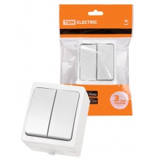 Выключатель 2-кл. открытой установки IP54 10А белый "Вуокса"  SQ1803-1002  TDM