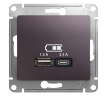 Glossa Сиреневый туман USB Розетка A+С, 5В/2,4А, 2х5В/1,2 А, механизм  GSL001439  SE