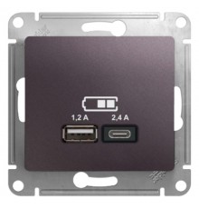 Glossa Сиреневый туман USB Розетка A+С, 5В/2,4А, 2х5В/1,2 А, механизм  GSL001439  SE