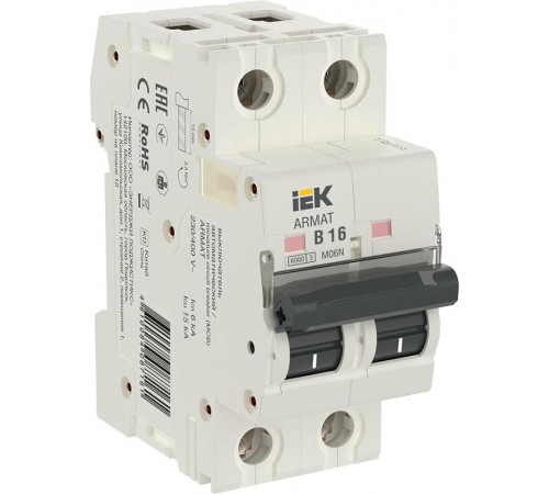 Выключатель автоматический двухполюсный M06N 2P B 16А 6кА ARMAT  AR-M06N-2-B016  IEK