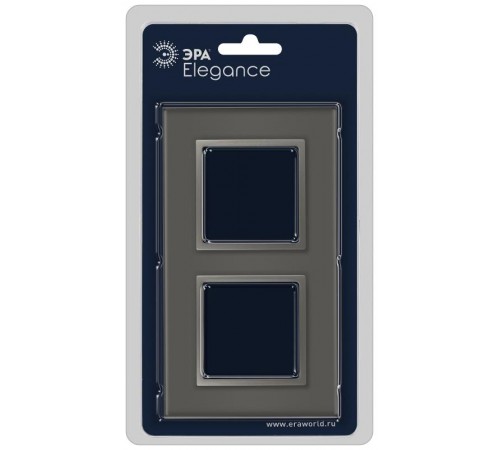 Рамка для розеток и выключателей Elegance 14-5102-16 на 2 поста, стекло, титан  Б0065835  ЭРА