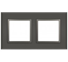 Рамка для розеток и выключателей Elegance 14-5102-16 на 2 поста, стекло, титан  Б0065835  ЭРА