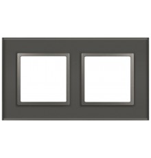 Рамка для розеток и выключателей Elegance 14-5102-16 на 2 поста, стекло, титан  Б0065835  ЭРА
