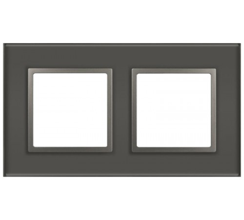 Рамка для розеток и выключателей Elegance 14-5102-16 на 2 поста, стекло, титан  Б0065835  ЭРА