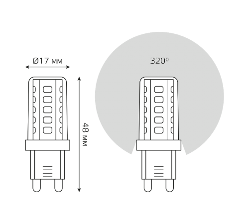 Лампа светодиодная G9 AC185-265V 3,5W 460lm 3000K керамика LED 1/10/200  107009105  Gauss