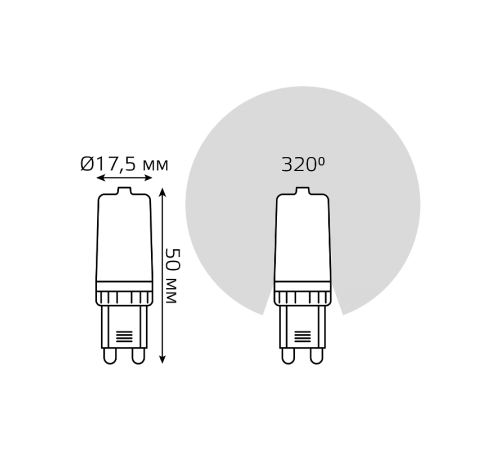 Лампа светодиодная G9 AC185-265V 3,5W 460lm 6500K керамика LED 1/10/200  107009305  Gauss