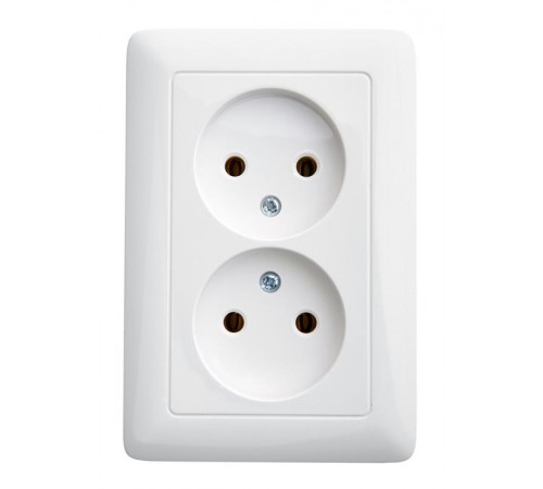 Хит Белый С/У Розетка 2-ая без заземления без шторок, 16А, 250В  RS16-235-B  SE