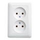 Хит Белый С/У Розетка 2-ая без заземления без шторок, 16А, 250В  RS16-235-B  SE
