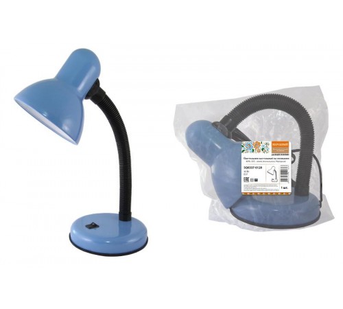 Светильник настольный на основании 40Вт, E27, синий, (мягкая упак.) Народный  SQ0337-0120  TDM