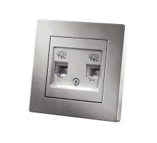 Розетка двойная телефонная RJ11 серебр. металлик "Сенеж"   SQ1816-0247  TDM