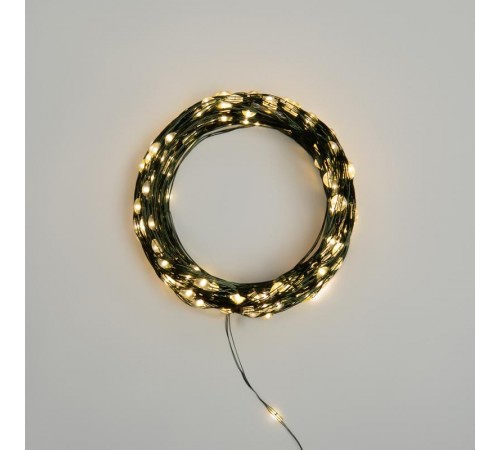 Гирлянда светодиодная Роса с контроллером 30м, 300LED, ТЕПЛЫЙ БЕЛЫЙ, IP20, 230В, зеленый провод  303-276  NEON-NIGHT