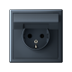 ArtGallery Грифель Розетка с заземлением, со шторками, с крышкой, 16А, IP20, механизм  GAL000746  SE