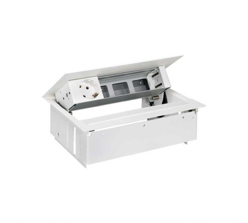 Simon S400 Врезной розеточный блок с крышкой и метал. вводом, 1x2P+E, 3 пустых модуля, белый, Simon 400  45401000-130  Simon