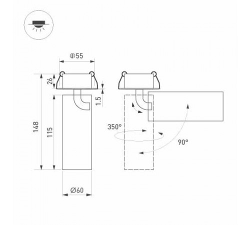 Светильник SP-GABI-BUILT-FLAP-R60-12W Day4000 (WH, 36 deg, 230V) (Arlight, IP40 Металл, 5 лет)  049934  Arlight