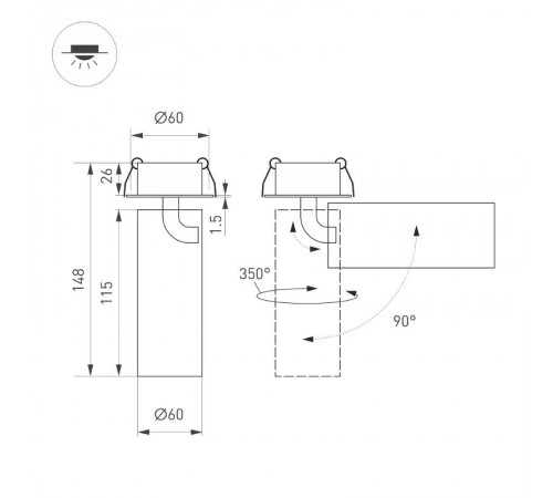 Светильник SP-GABI-BUILT-FLAP-R60-12W Day4000 (WH, 36 deg, 230V) (Arlight, IP40 Металл, 5 лет)  049934  Arlight