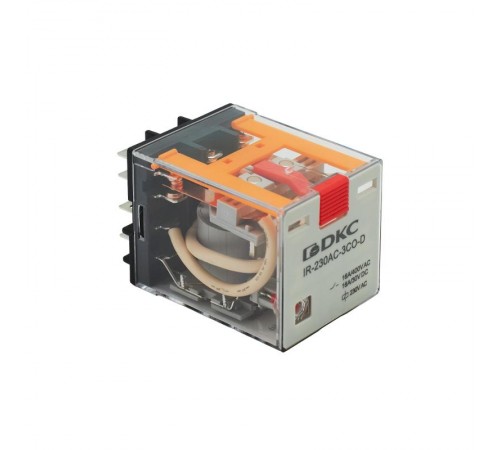 Одиночное реле, 3 перекидных контакта, 230 В DC, до 16 А  IR-230AC-3CO-D  DKC