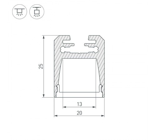 Профиль с экраном ALU-SWISS-20-2000 ANOD+FROST  024197  Arlight