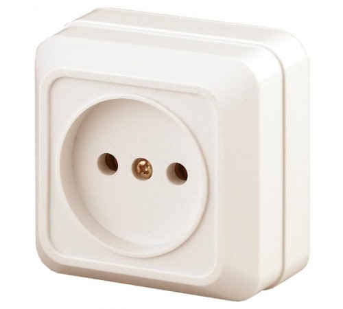 Розетка Intro Quadro 2-201-02 без заземления 2P, 16А-250В, IP20, ОУ, слоновая кость  Б0053776  Intro