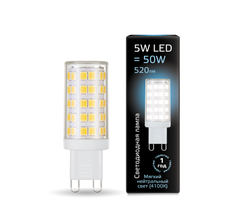 Лампа светодиодная LED 5Вт G9 AC185-265В 4100К керамика  107309205  Gauss