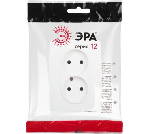 Розетка ЭРА Серия 12 12-2107-01М , 2X2P, 16А-250В, белый матовый   Б0065688  ЭРА