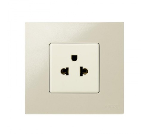 Розетка с заземлением евро-американского стандарта 2Р+Е 16A 250В цвета слоновая кость S27  27439-32  Simon