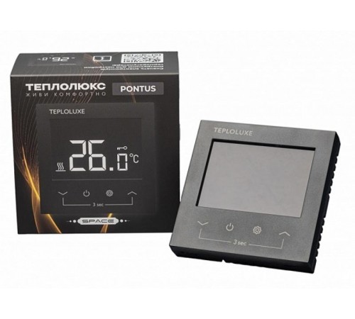 Терморегулятор электронный Теплолюкс Pontus черный Space  100037059500  Теплолюкс