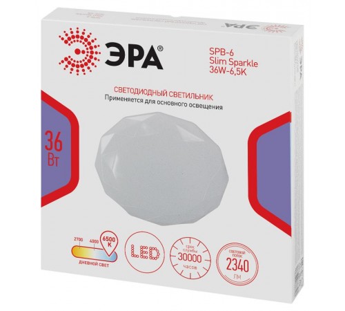Светильник потолочный светодиодный  без ДУ SPB-6 Slim Sparkle 36W -6,5K  Б0069790  ЭРА