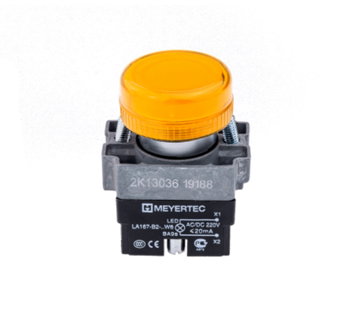 Сигнальная лампа в сборе, желтый, 220V AC/DC, мет. MTB2-BV635  43357  ОВЕН