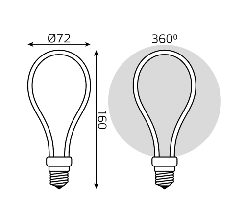 Лампа светодиодная LED Filament Bulbless A72 Milky E27 4W 330lm 2700K 72*160mm 1/10/100  1004802104  Gauss