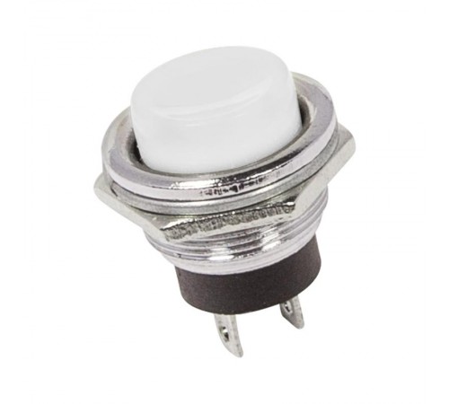 Выключатель-кнопка металл 250V 2А (2с) (ON)-OFF 16.2 белая  36-3355  REXANT