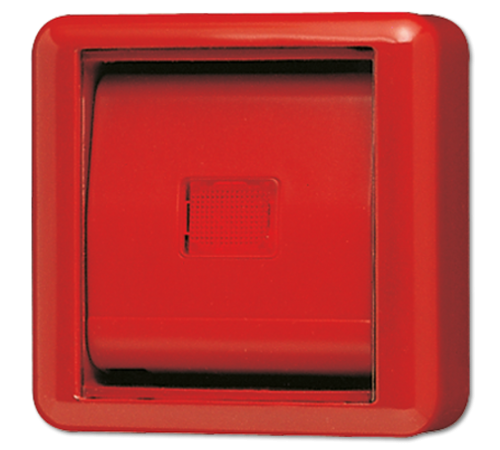 Крышка со стеклом - красная клавиша и красное окошко  860WGLRT  Jung