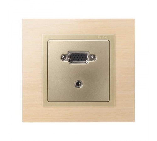 Simon 82 Накладка для коннектора VGA HD15, "мама" + мини-джек 3,5 мм, S82, S82N, шампань  8200091-034  Simon