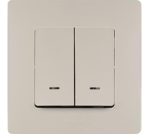 Etika Слоновая кость Выключатель 2-х клавишный с подсветкой, 10А, винтовые клеммы  672304  Legrand