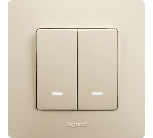 Etika Слоновая кость Выключатель 2-х клавишный с подсветкой, 10А, винтовые клеммы  672304  Legrand