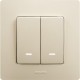 Etika Слоновая кость Выключатель 2-х клавишный с подсветкой, 10А, винтовые клеммы  672304  Legrand
