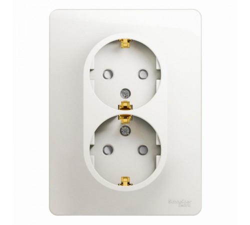 Glossa Перламутр Розетка 2-ая с заземлением со шторками, 16А (в сборе)  GSL000626  SE