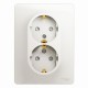 Glossa Перламутр Розетка 2-ая с заземлением со шторками, 16А (в сборе)  GSL000626  SE