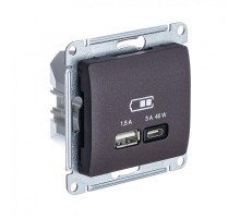 Glossa Шоколад USB Розетка A + тип-C 45W высокоскор.заряд. QC PD  GSL000829  SE
