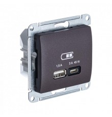 Glossa Шоколад USB Розетка A + тип-C 45W высокоскор.заряд. QC PD  GSL000829  SE
